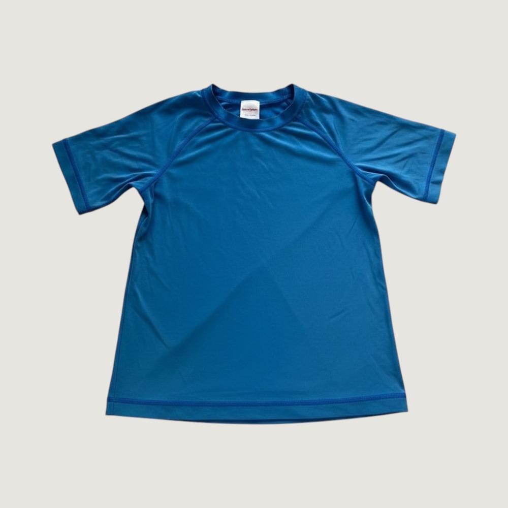 Hanna Andersson Kids Blue Short Sleeve‎ Rash Guard Swim Shirt Top Raglan 6-7